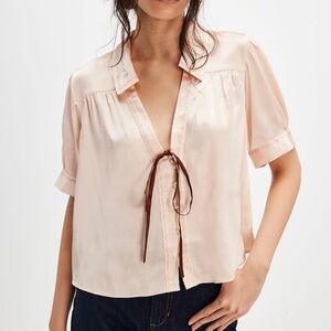 Free People Pretty Blouse in Light Pink - Size XL